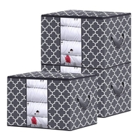 3 pièces grand organisateur de sac de rangement à linge pliable avec poignées fermeture à glissière et conception de fenêtre visuelle transparente