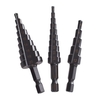 3 pièces HSS Cobalt jeu de forets étagés Kit de forets en métal enduit de nitrure noir pratique pour panneau de fer/acier/PVC/bois mince