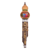 3 Tons Clé C Hulusi Gourd Cucurbitacées Flûte Noir Bambou Pipes Instrument Traditionnel Chinois Sculpté Or