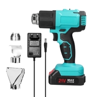 300W 300-550℃ Machine à air chaud sans fil portable rechargeable au lithium à deux niveaux de température avec boîte de rangement 3 buses pour emballage thermorétractable Tube thermorétractable PVC