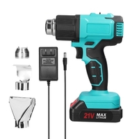 300W 300-550℃ Machine à air chaud sans fil portable rechargeable au lithium à deux niveaux de température avec boîte de rangement 3 buses pour emballage thermorétractable Tube thermorétractable PVC