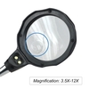 3.5X 12X Loupe de bureau LED Light Helping Hands Table Loupe Support en verre avec pinces crocodiles Loupe réglable pour aider à la réparation des mains Lecture Artisanat Couture
