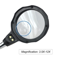 3.5X 12X Loupe de bureau LED Light Helping Hands Table Loupe Support en verre avec pinces crocodiles Loupe réglable pour aider à la réparation des mains Lecture Artisanat Couture