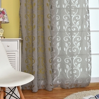 39 * 98 pouces Polyester Semi-Blackout Oeillet Haut Fenêtre Rideau Panneau Salon Chambre Hôtel Voile Rideau Drapé - Gris