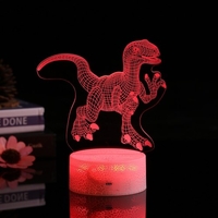3D Dinosaure Led Nuit Lumière Illusion Lampe Couleur Changement Lumières Table De Chevet Lampe de Bureau avec Toucher & Télécommande pour Enfants Cadeaux Décoration de La Maison