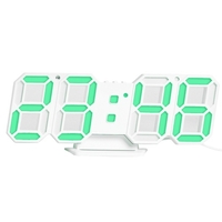 3D LED Horloge Numérique Horloge De Table Électronique Réveil Mur Rougeoyant Horloges Suspendues Blanc