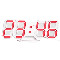 3D LED Horloge Numérique Horloge De Table Électronique Réveil Mur Rougeoyant Horloges Suspendues Blanc
