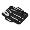3pcs BBQ outils de cuisson ensemble avec sac de rangement en acier inoxydable gril spatule fourchette pince