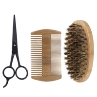 3Pcs Brosse à barbe pour homme,  pince à cheveux,  ciseaux,  pinceau,  cicatrice,  barbe à raser,  Verawood,  barbe,  peigne,  acier inoxydable,  ciseaux,  mâle,  pinceau,  pinceau,  ensemble