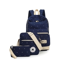 3pcs femmes coréennes réglées toile adolescent étudiant avec sac d