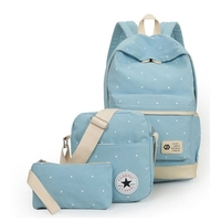3pcs femmes coréennes réglées toile adolescent étudiant avec sac d