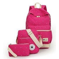 3pcs femmes coréennes réglées toile adolescent étudiant avec sac d