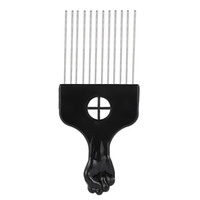 3Pcs Metal Afro Comb African American Pick Comb Brosse à cheveux Coiffure Styling Tool Black Fist