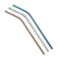 3pcs pailles multicolores réutilisables en acier inoxydable