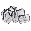 3pcs sac de cosmétiques transparent sac de maquillage à poignée zippée en PVC imperméable transparent