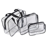 3pcs sac de cosmétiques transparent sac de maquillage à poignée zippée en PVC imperméable transparent
