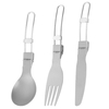3Pcs/ensemble Ultra-léger titane pliant fourchette cuillère couteau Portable couverts ensemble