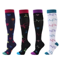 4 paires de chaussettes de compression pour hommes et femmes Chaussettes de sport professionnelles Bas de sport Fitness en plein air Chaussettes respirantes à séchage rapide Soutien de la pression du mollet pour la course de marathon Cyclisme