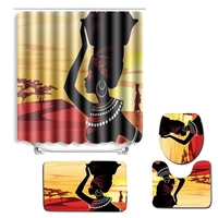 4 pcs / set Africain Femme Imprimé Motif Salle De Bains Décoration Résistant À L