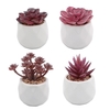 4 pcs Décoratif Faux Succulent Pot En Céramique Violet Artificielle Simulation Plantes Ensembles
