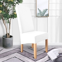 4 pcs Solide Couleur Housse de Chaise Stretch Chaise Protecteur Antidérapant Amovible Lavable pour Salle À Manger Chaise Hôtel Blanc
