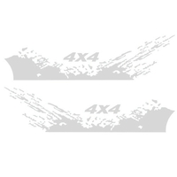 4 pièces autocollants de voiture 4X4 hors route (40 * 10 cm) + décalcomanie graphique de montagne (190 * 50 cm) autocollant pour accessoires extérieurs de camion de voiture noir