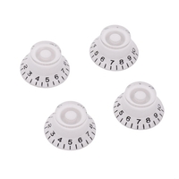 4 pièces guitare électrique basse acrylique bouton chapeau tonalité et boutons de contrôle du Volume pour remplacement de guitares de Style LP blanc avec police noire