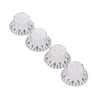 4 pièces guitare électrique basse acrylique bouton chapeau tonalité et boutons de contrôle du Volume pour remplacement de guitares de Style LP blanc avec police noire