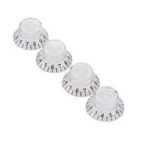 4 pièces guitare électrique basse acrylique bouton chapeau tonalité et boutons de contrôle du Volume pour remplacement de guitares de Style LP blanc avec police noire