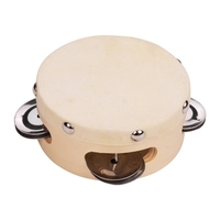 4 pouces tambour à main avec métal simple rangée Jingles peau de mouton peau de tambour tambour en bois Tambourins divertissement musical Timbrel