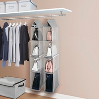 4-Tiers non-tissé détachable placard sacs organisateur sacs à main pendaison étagère pliable vêtements accessoires stockage - gris