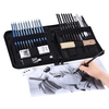 40 pcs / Set Professional Sketching Dessin Crayons Kit Comprenant Sketch Graphite Charbon Crayons Willow Bâtons Gommes Aiguisantes avec Pop-Up Support Carry Bag pour Art Fournitures Étudiants