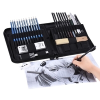 40 pcs / Set Professional Sketching Dessin Crayons Kit Comprenant Sketch Graphite Charbon Crayons Willow Bâtons Gommes Aiguisantes avec Pop-Up Support Carry Bag pour Art Fournitures Étudiants
