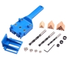41 pièces ensemble de gabarit de goujon en bois rapide gabarit de trou de poche portable adapté 6/8 / 10mm forets perforateur droit pour menuiserie goujons guide de forage manchon en métal bleu
