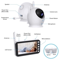 4.3 affichage vidéo bébé moniteur avec caméra et Audio vue large à distance deux voies Audio parler infrarouge Vision nocturne 8 berceuses US 4.3 480x272 ABM100