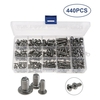 440 pièces en acier inoxydable à douille hexagonale ronde H-ead Kit d