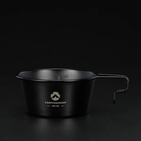 450ml Camping en plein air en acier inoxydable Sierra tasse avec revêtement en titane noir Portable Camping randonnée pique-nique BBQ vaisselle ustensiles de cuisine