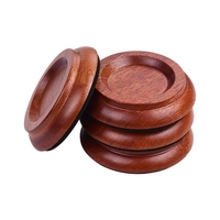 4pcs / Set droit piano roulette tasse Coaster en bois massif avec anti-dérapant EVA Pad