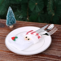 4pcs / set Santa Claus Christmas Cutlery Holders Fork Knife Spoon Sacs Pocekts Set Christmas Decor Ornaments