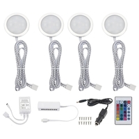 4pcs 12V rvb 7 couleurs LED caravane éclairage intérieur toit plafonnier avec 24 touches télécommande pour camping-car RV remorque bateau Van