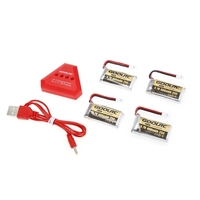 4pcs GoolRC 400mAh 3.7V 25C LiPo Batterie avec chargeur USB 4 en 1 pour Holy Stone HS170 Hubsan H107C H107D Syma X11 X11C