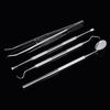 4Pcs Instruments dentaires en acier inoxydable Mousse Mirror Probe Scraper Tweezers Dents Hygiène Kit Soins bucco-dentaires