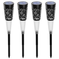 4PCS solaire alimenté extérieur pelouse lampe évider conception sensible contrôle de la lumière