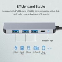 5-en-1 Type-C Hub Convertisseur Multifonctionnel Type-C Coque en Alliage d