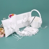 5 pcs / set Blanc Fournitures de Mariage Satin Fleur Fille Panier + Anneau Bearer Oreiller + Livre D
