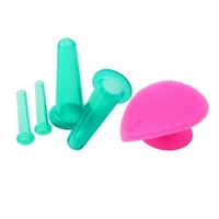5 Pcs Silicone Visage Oeil Cupping Jar Set Facial Levage Massage Tasses Avec Brosse De Nettoyage Facial Tasses Pour La Beauté De La Peau Et Outil De Soins De Santé