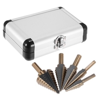 5 pièces en acier haute vitesse 4241 étape foret ensemble Kit tige ronde pagode T-wist perceuses outil de forage avec boîte de rangement pour pièce Portable