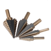 5 pièces en acier haute vitesse 4241 étape foret ensemble Kit tige ronde pagode T-wist perceuses outil de forage avec boîte de rangement pour pièce Portable