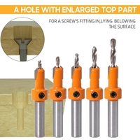 5 pièces ensemble de forets à fraiser le bois 8mm foret en alliage à tige ronde pour fraise à bois faisant un trou de vis de 2.8-4mm