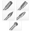 5 pièces ensemble de fraises rotatives en carbure de tungstène avec tige de 1/4 pouce pour meuleuse perceuse fraises de coupe polissage des métaux travail du bois sculpture gravure polissage